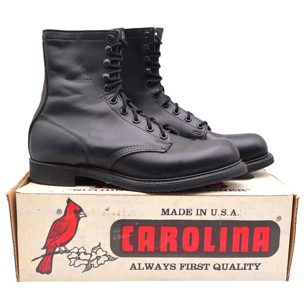 Carolina 849 Work Boots Mens 10.5 D Vintage Made in USA Black Leather Deadstock